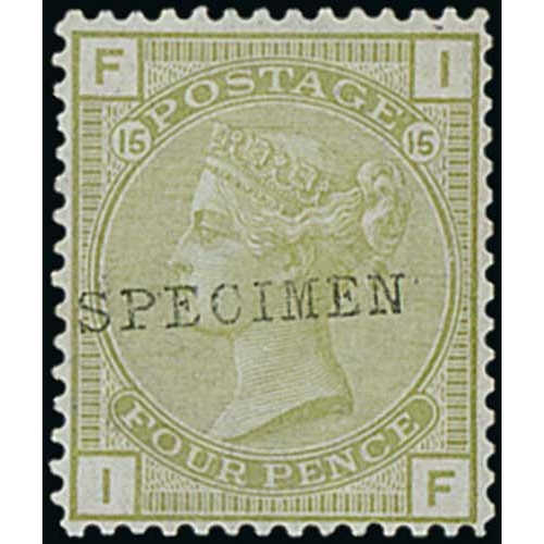 45 - 1864-80 Specimen stamps, the selection including 1864 1d red plate 146, 1867 9d straw, 1876 2½d... 