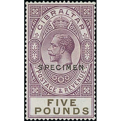 587 - 1925-29 1/- - £5 Specimen set of seven, the £5 with horizontal crease, otherwise fine mint... 