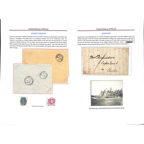 105 - Cheshire. 1799-1958 Entire letters, covers and cards including 1828 