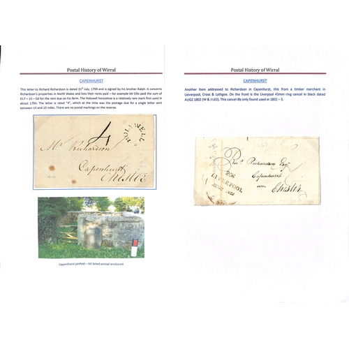 105 - Cheshire. 1799-1958 Entire letters, covers and cards including 1828 