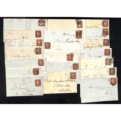 28 - 1841-53 Covers and entires bearing imperf 1d reds, including Maltese Cross cancels (17), also 1d pin... 