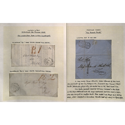 89 - 1806-47 Entire letters and covers including 1842-43 letters from York paid in cash with red 