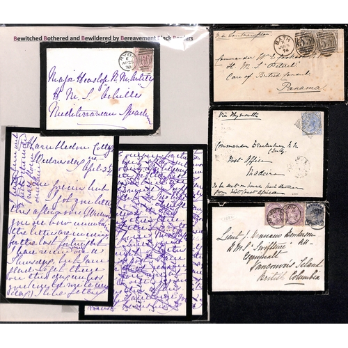 91 - 1841-84 Mourning covers with 1841 cover bearing a 1d black (3 margins), covers from France with scar... 