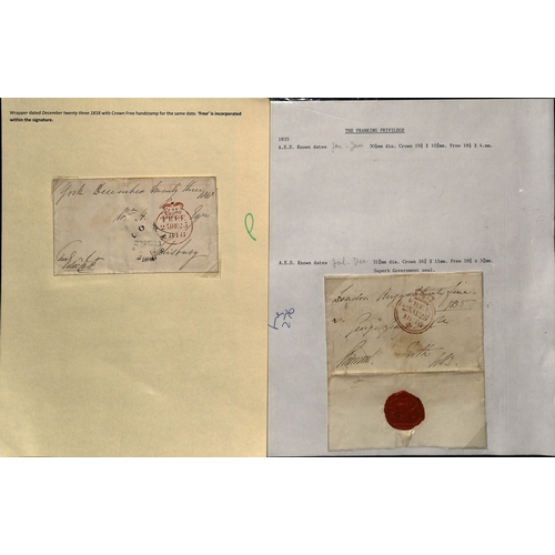 174 - 1808-40 Entire letters or entires (24) and fronts (41) all with single or double rim crowned circle ... 