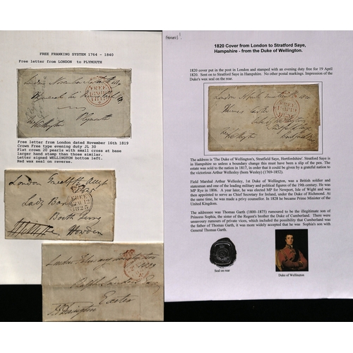 174 - 1808-40 Entire letters or entires (24) and fronts (41) all with single or double rim crowned circle ... 