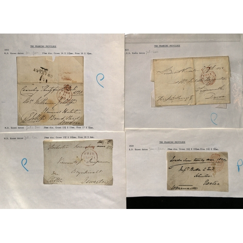 174 - 1808-40 Entire letters or entires (24) and fronts (41) all with single or double rim crowned circle ... 