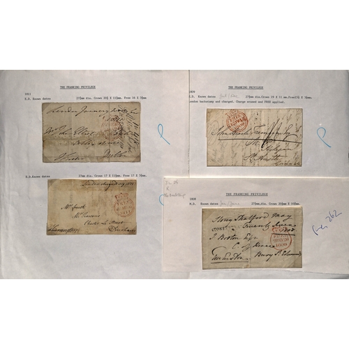 174 - 1808-40 Entire letters or entires (24) and fronts (41) all with single or double rim crowned circle ... 