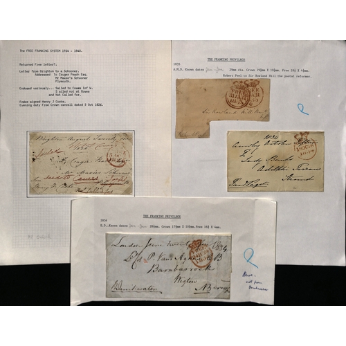 174 - 1808-40 Entire letters or entires (24) and fronts (41) all with single or double rim crowned circle ... 