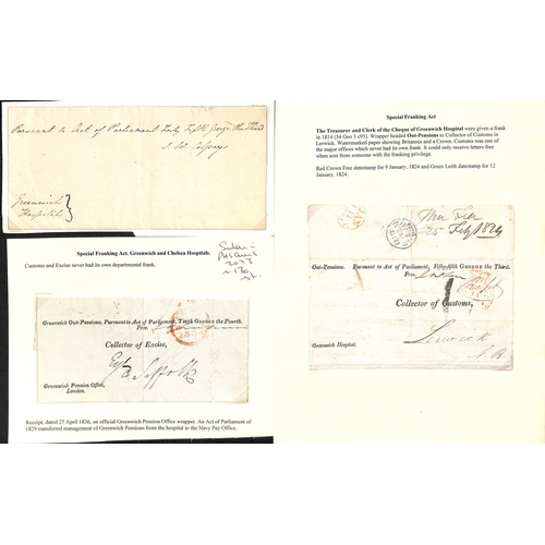 201 - Greenwich Hospital/Pension Office. 1814-36 Lettersheets comprising a unique handwritten essay for a ... 