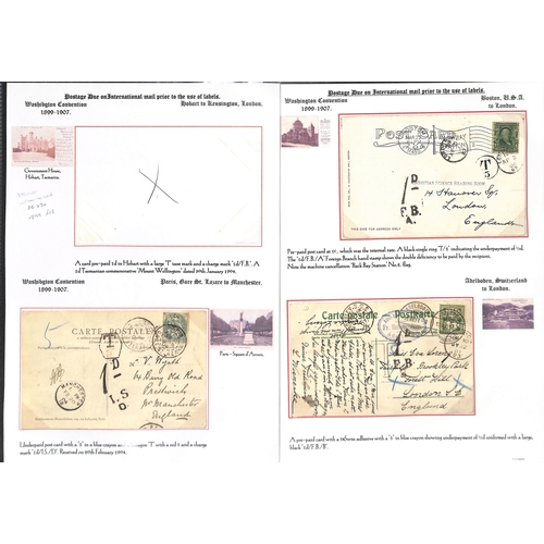 253 - 1855-1912 Underpaid covers and cards from abroad including picture postcards deemed liable to letter... 