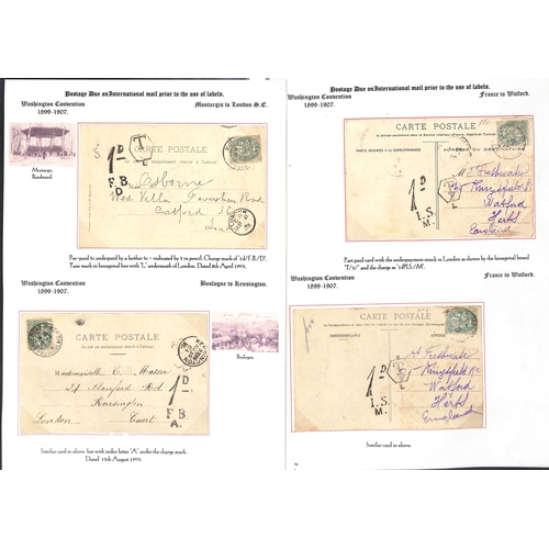 253 - 1855-1912 Underpaid covers and cards from abroad including picture postcards deemed liable to letter... 