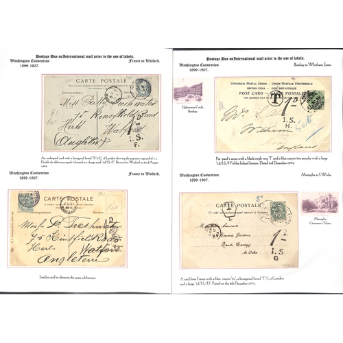 253 - 1855-1912 Underpaid covers and cards from abroad including picture postcards deemed liable to letter... 