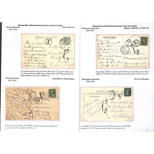 253 - 1855-1912 Underpaid covers and cards from abroad including picture postcards deemed liable to letter... 