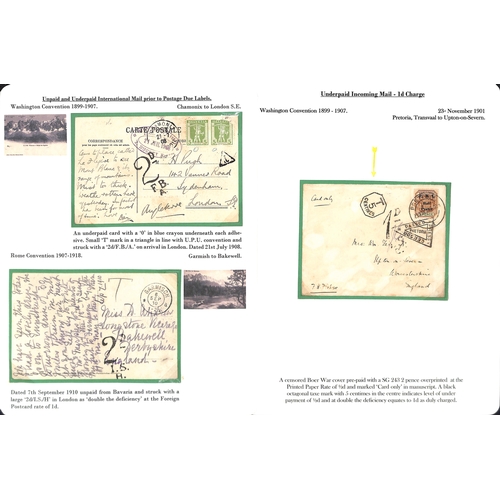 253 - 1855-1912 Underpaid covers and cards from abroad including picture postcards deemed liable to letter... 