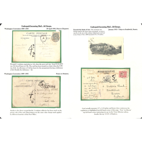 253 - 1855-1912 Underpaid covers and cards from abroad including picture postcards deemed liable to letter... 