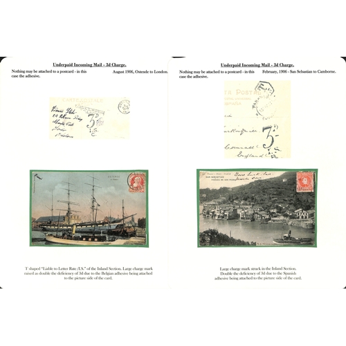 253 - 1855-1912 Underpaid covers and cards from abroad including picture postcards deemed liable to letter... 