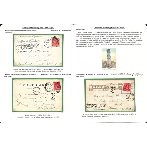 253 - 1855-1912 Underpaid covers and cards from abroad including picture postcards deemed liable to letter... 