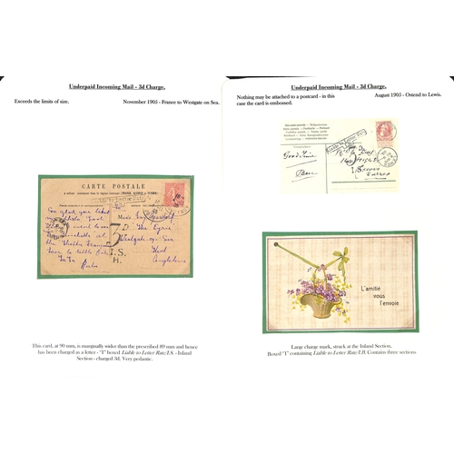 253 - 1855-1912 Underpaid covers and cards from abroad including picture postcards deemed liable to letter... 