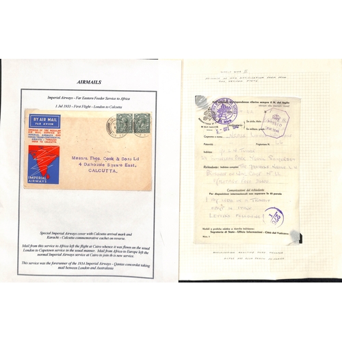 92 - c.1830-1970 Covers and cards including an entire (side flaps removed) with fine green 