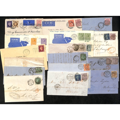 92 - c.1830-1970 Covers and cards including an entire (side flaps removed) with fine green 