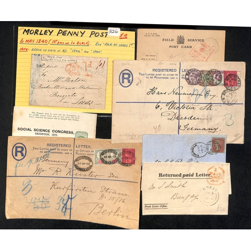 92 - c.1830-1970 Covers and cards including an entire (side flaps removed) with fine green 