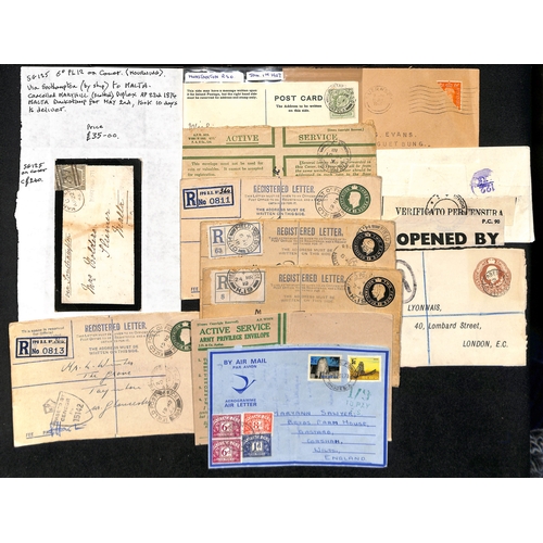 92 - c.1830-1970 Covers and cards including an entire (side flaps removed) with fine green 