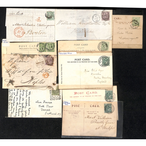 92 - c.1830-1970 Covers and cards including an entire (side flaps removed) with fine green 