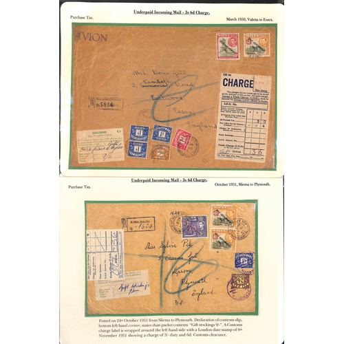 258 - Customs Charges/Accumulated Charges. 1938-92 Covers or parcel address panels with customs duty or pu... 