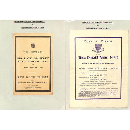 274 - King Edward VII/Queen Alexandria. 1901-25 Mourning covers, letters, ephemera and picture postcards i... 