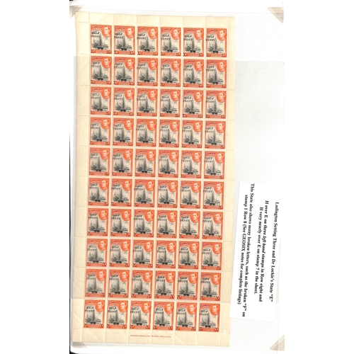 407 - 1940 Half Penny on 1d, study of the surcharge types with complete sheets (7) showing Ludington setti... 