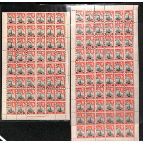 407 - 1940 Half Penny on 1d, study of the surcharge types with complete sheets (7) showing Ludington setti... 