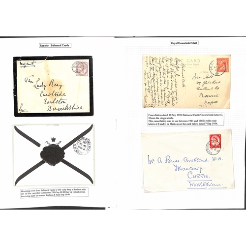 273 - Balmoral Castle. 1894-2002 Covers and cards with circular datestamps of Balmoral Castle (52, some on... 