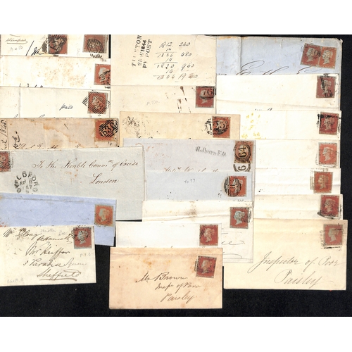 27 - 1841-54 Covers, entires and entire letters, also a few fronts and pieces, all bearing imperf 1d reds... 