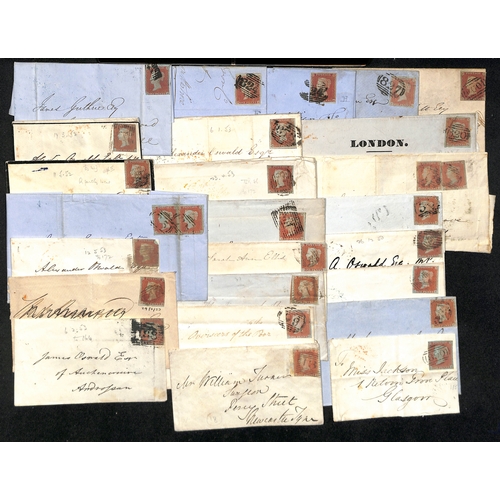 27 - 1841-54 Covers, entires and entire letters, also a few fronts and pieces, all bearing imperf 1d reds... 