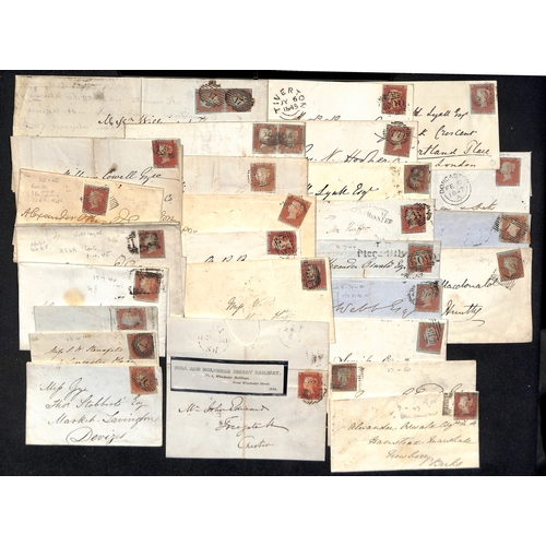 27 - 1841-54 Covers, entires and entire letters, also a few fronts and pieces, all bearing imperf 1d reds... 