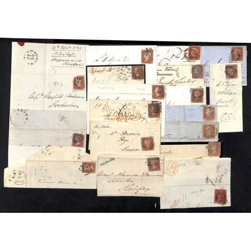 27 - 1841-54 Covers, entires and entire letters, also a few fronts and pieces, all bearing imperf 1d reds... 