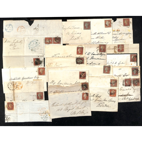 27 - 1841-54 Covers, entires and entire letters, also a few fronts and pieces, all bearing imperf 1d reds... 