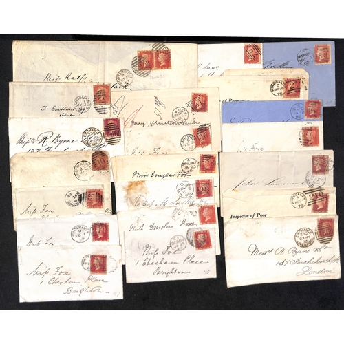 30 - 1854-79 Covers, entires and entire letters bearing perforated 1d reds (126), various perfs and water... 