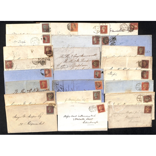 30 - 1854-79 Covers, entires and entire letters bearing perforated 1d reds (126), various perfs and water... 