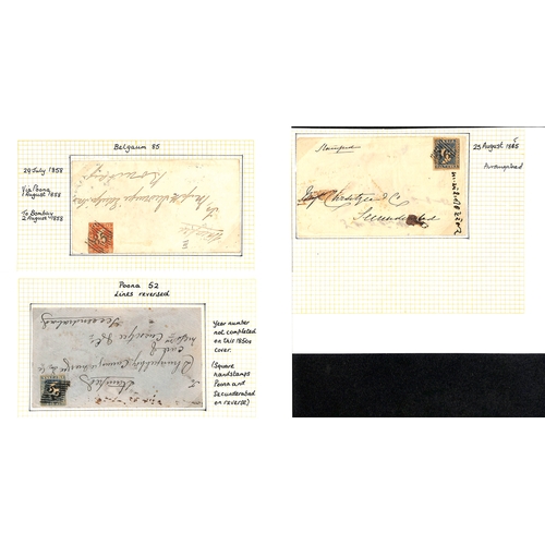 634 - 1855-57 Covers with numeral cancels within a diamond of parallel bars (Cooper type 4), comprising co... 