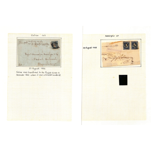 634 - 1855-57 Covers with numeral cancels within a diamond of parallel bars (Cooper type 4), comprising co... 