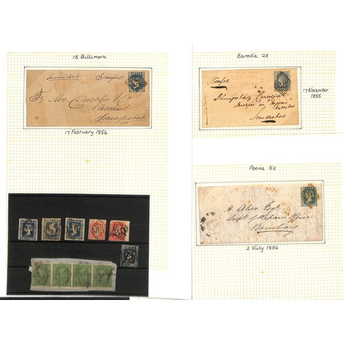 634 - 1855-57 Covers with numeral cancels within a diamond of parallel bars (Cooper type 4), comprising co... 