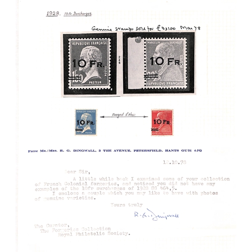 551 - Forgeries. The written up collection of 1849-92 issue forgeries including 25c and 1f sheets of 48 co... 