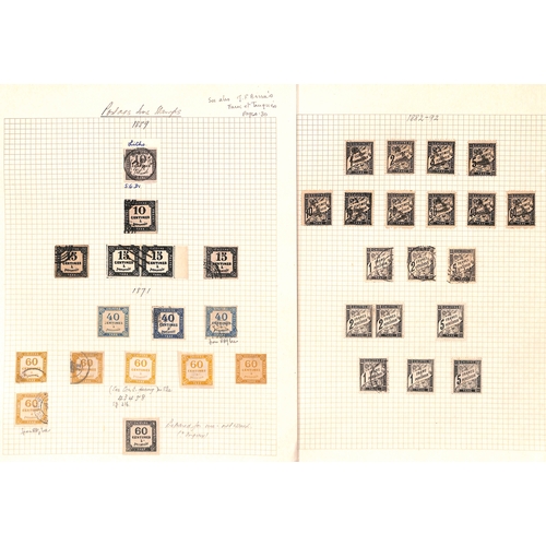 551 - Forgeries. The written up collection of 1849-92 issue forgeries including 25c and 1f sheets of 48 co... 