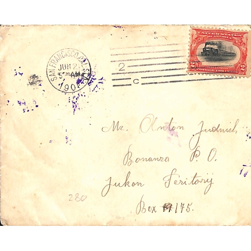 280 - 1901 (June 2) Cover from San Francisco to Bonanza P.O, Yukon Territory, franked 2c, backstamped 