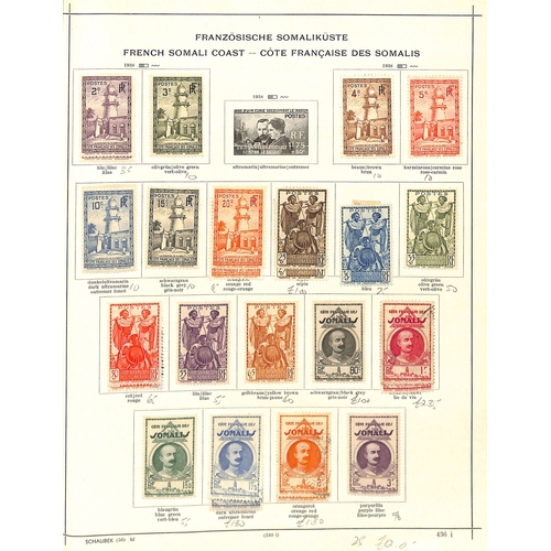 555 - French Somali Coast. 1902-66 Mint and used collection in an album including inverted centres, proofs... 