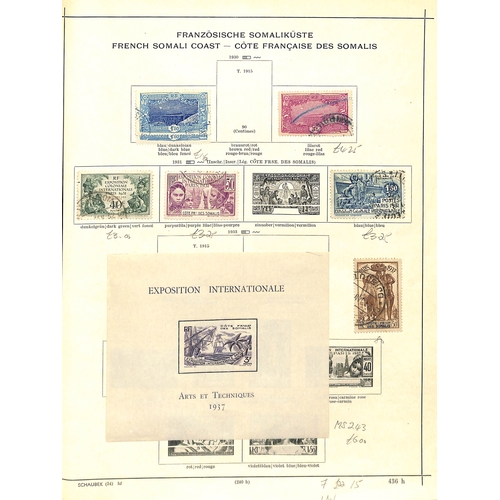 555 - French Somali Coast. 1902-66 Mint and used collection in an album including inverted centres, proofs... 