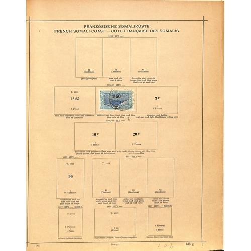 555 - French Somali Coast. 1902-66 Mint and used collection in an album including inverted centres, proofs... 