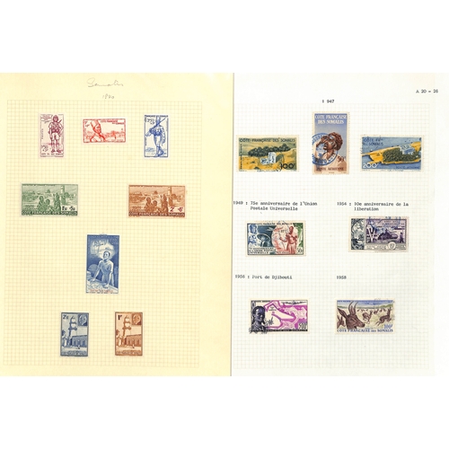 555 - French Somali Coast. 1902-66 Mint and used collection in an album including inverted centres, proofs... 