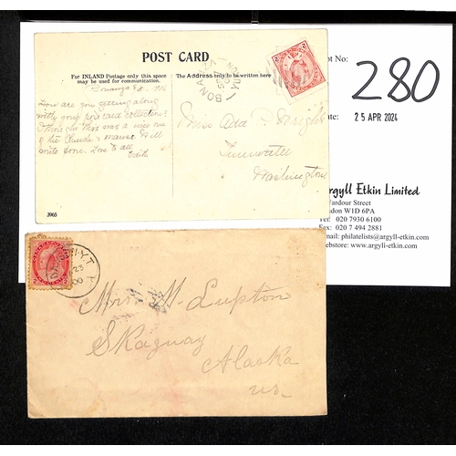 280 - 1901 (June 2) Cover from San Francisco to Bonanza P.O, Yukon Territory, franked 2c, backstamped 